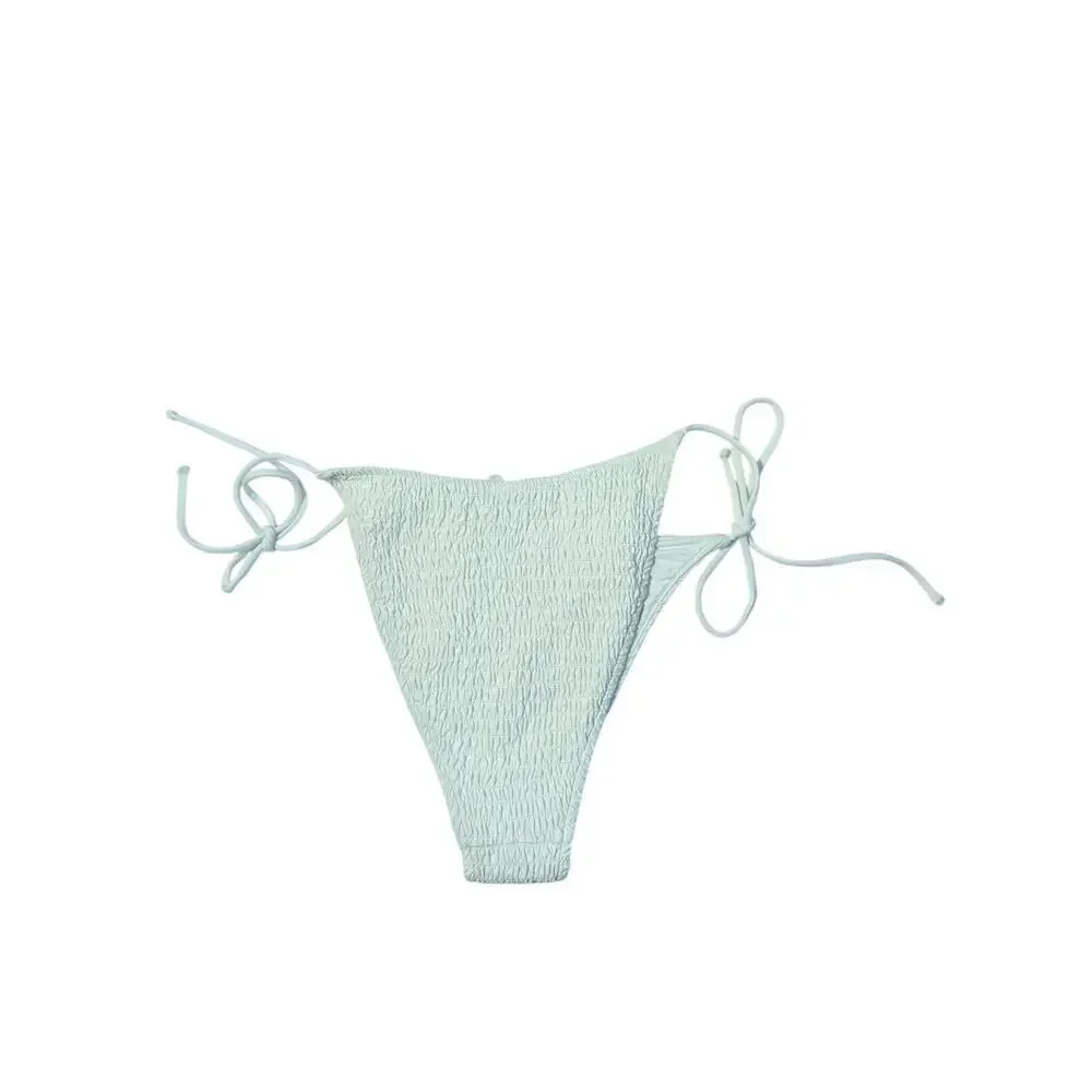 L*SPACE Aubree Bikini Bottom Cream Bitsy Cut Side Tie Ruched Swim M NWT